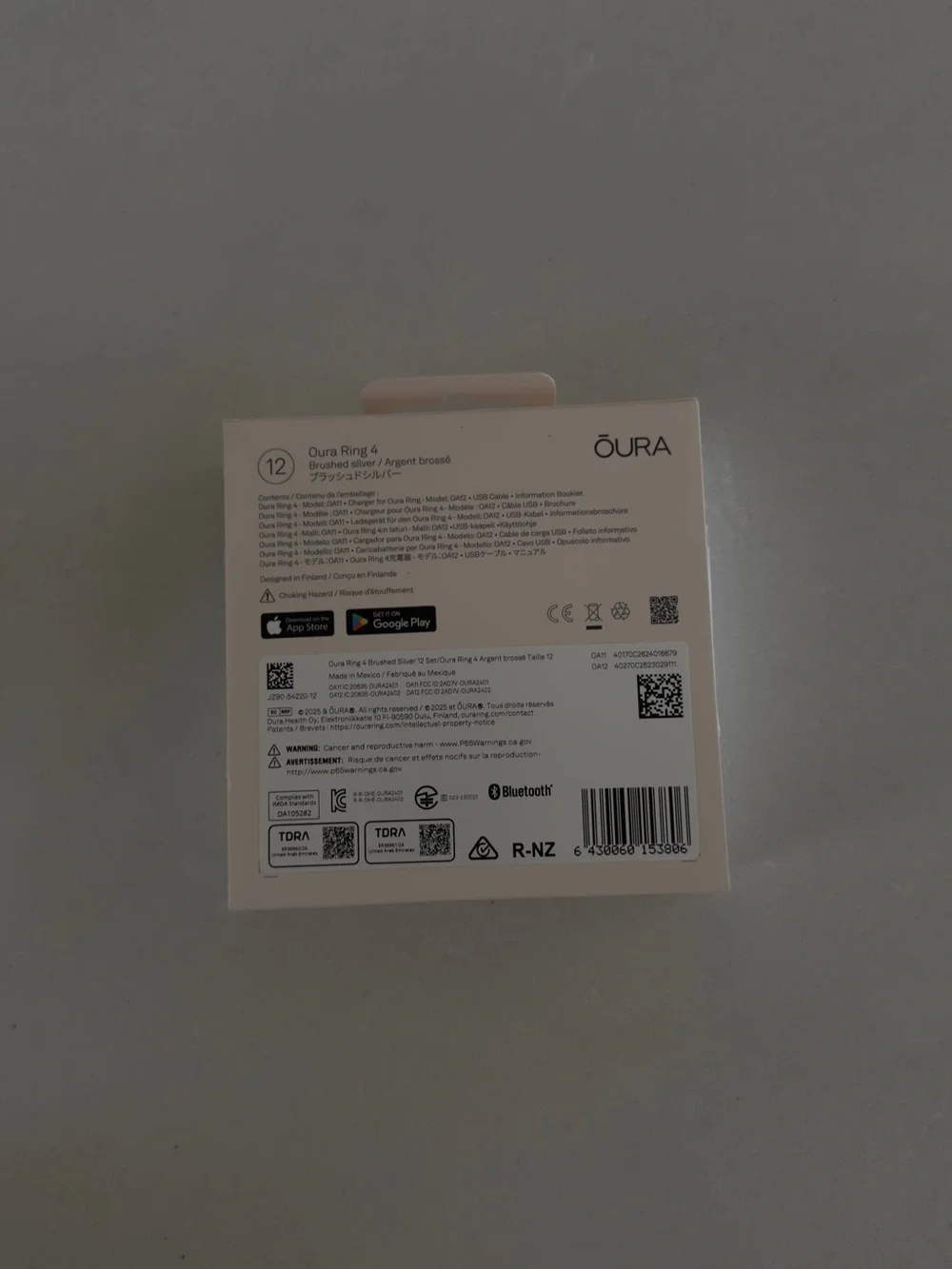 Oura Ring 4 - size 12 brushed silver